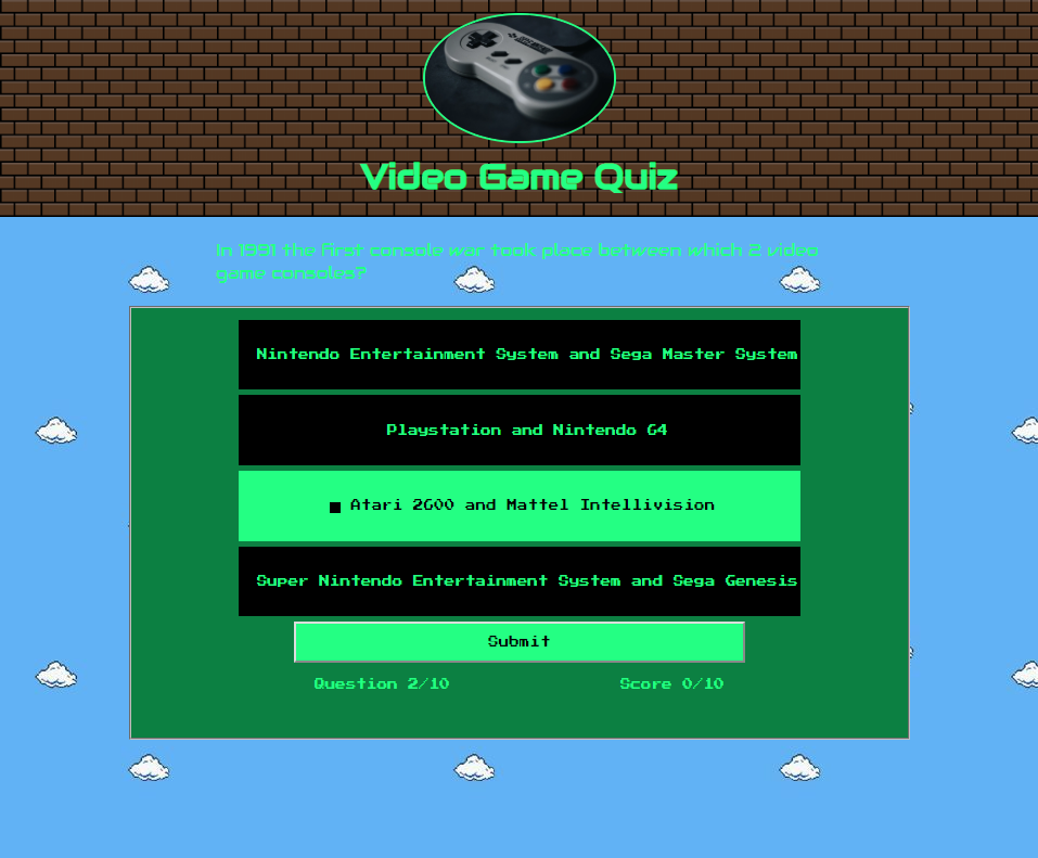 Retro video game screen capture